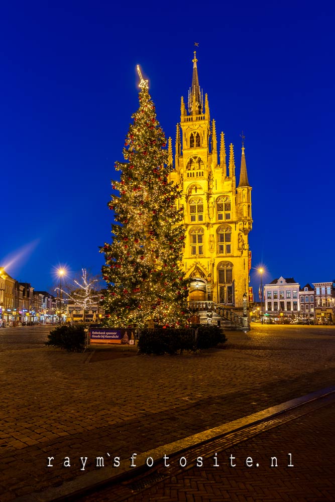 Gouda stadhuis kerstboom avondfoto