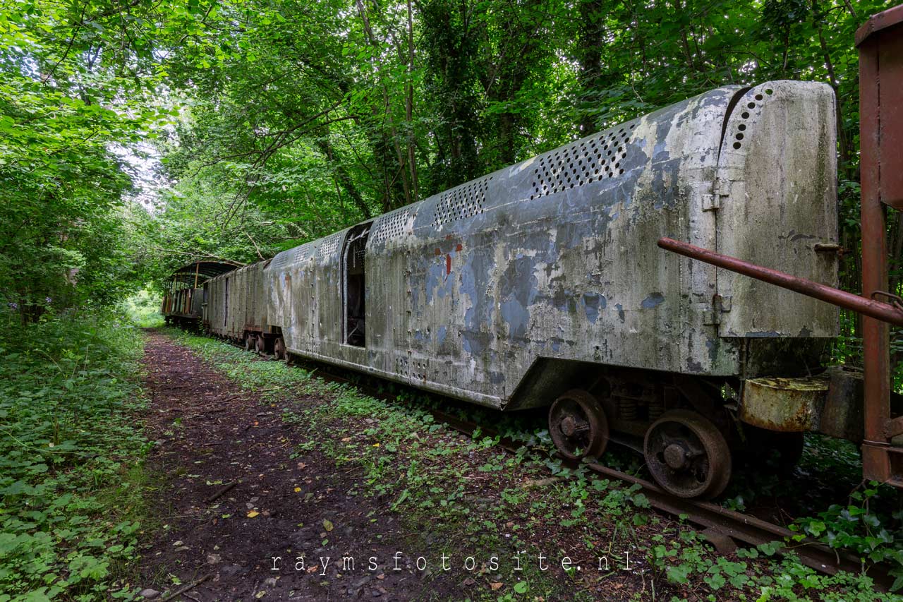 Deze mooie treinen staan op een oud spoor te wachten op wat komt.