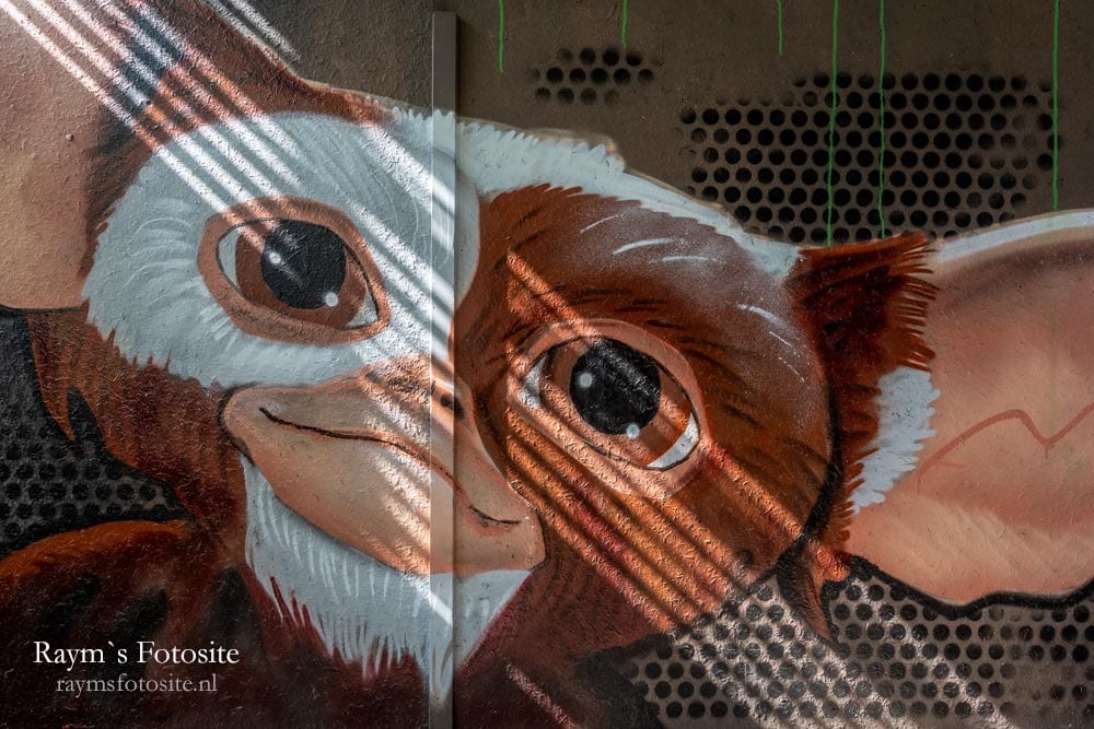 Pete One Gremlin graffiti 2019.En zo ziet een Gremlin er nog lief uit. Alweer uit een film van 1984.