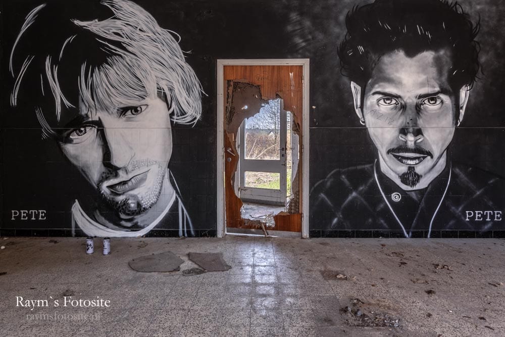 Pete One graffiti 2019. Graffiti van Kurt Cobain en Chris Cornell.